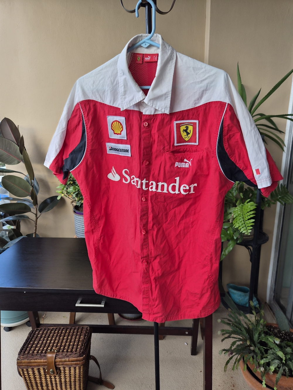Puma Ferrari Team Shirt XL Red Racing Button Up